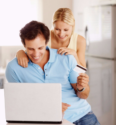 couple and a computer