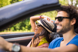 couple in a convertable