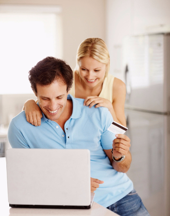 couple and a computer